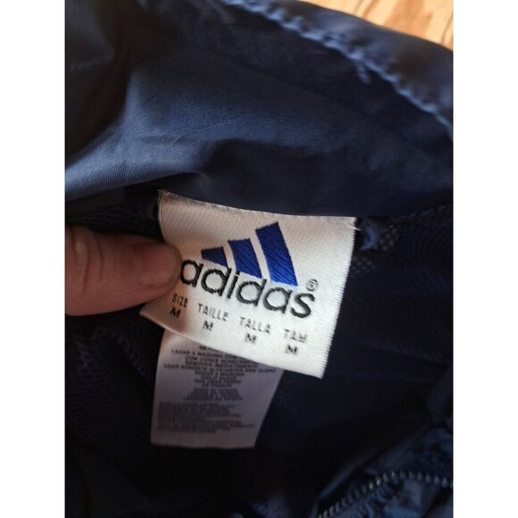 Adidas Hooded Windbreaker Jacket Mens Size Medium Black Full Zip Y2K Skater - Picture 3 of 3
